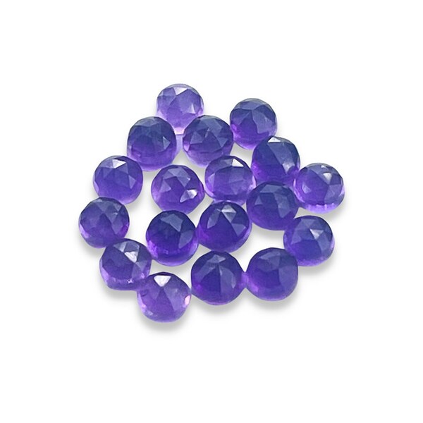 Purple Amethyst Cabochons Rose Cut - 3mm Round Rose Cut Amethyst Gemstones - Set of 4