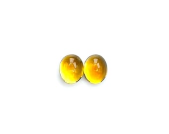Yellow Citrine Cabochons Smooth Cut - 10x8 Oval