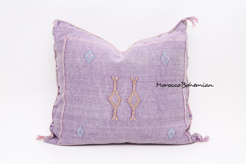 Purple Color Handmade and Hand-stitched Moroccan Cactus Sabra Pillow Cover Handmade Cactus Cushion Sabra Pillowcase