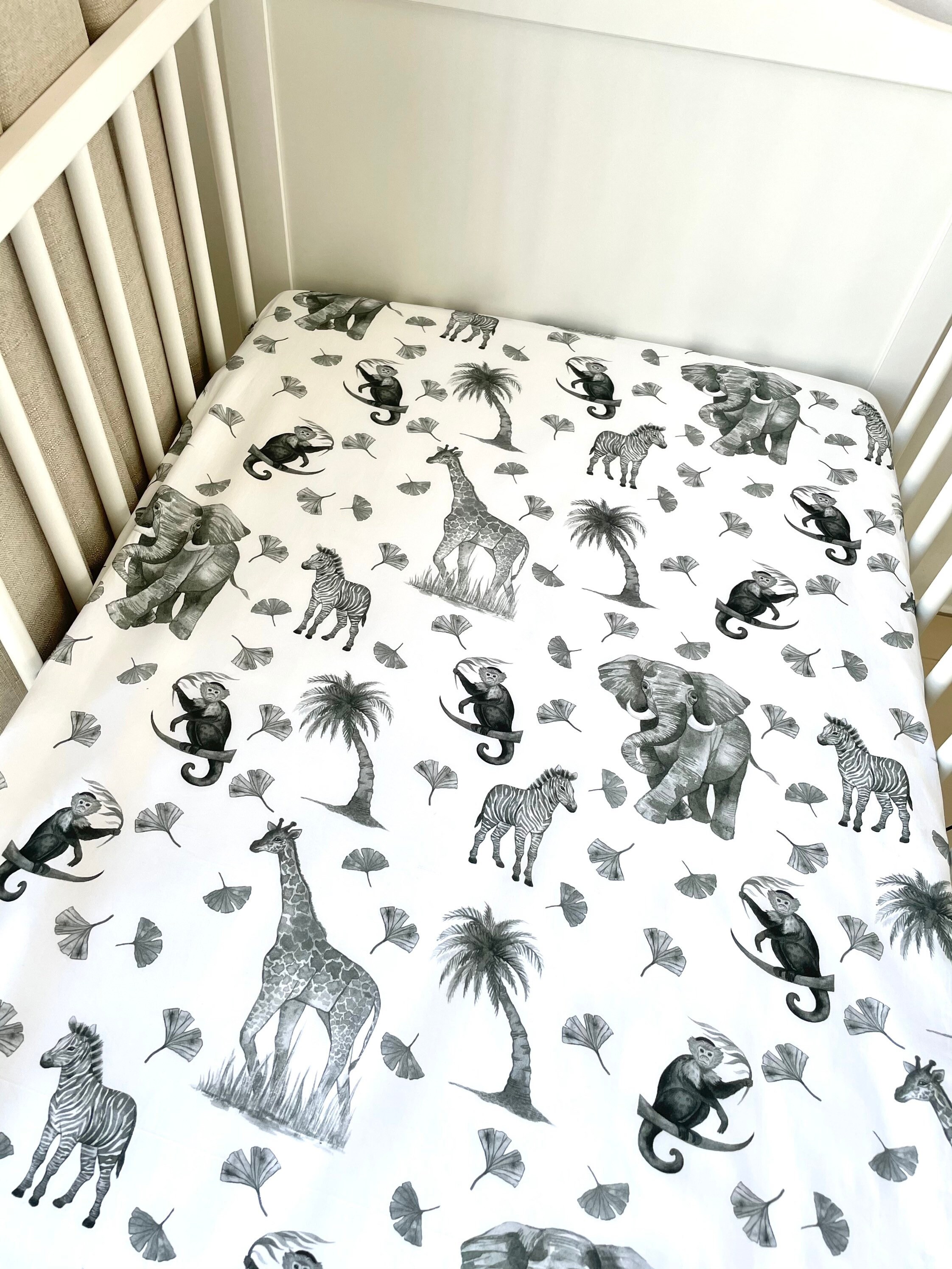Baby Cot Bed Fitted Sheet / 140x70cm Safari Nursery Etsy