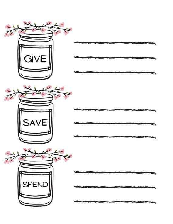 Give Save Spend Printable Worksheet | Etsy