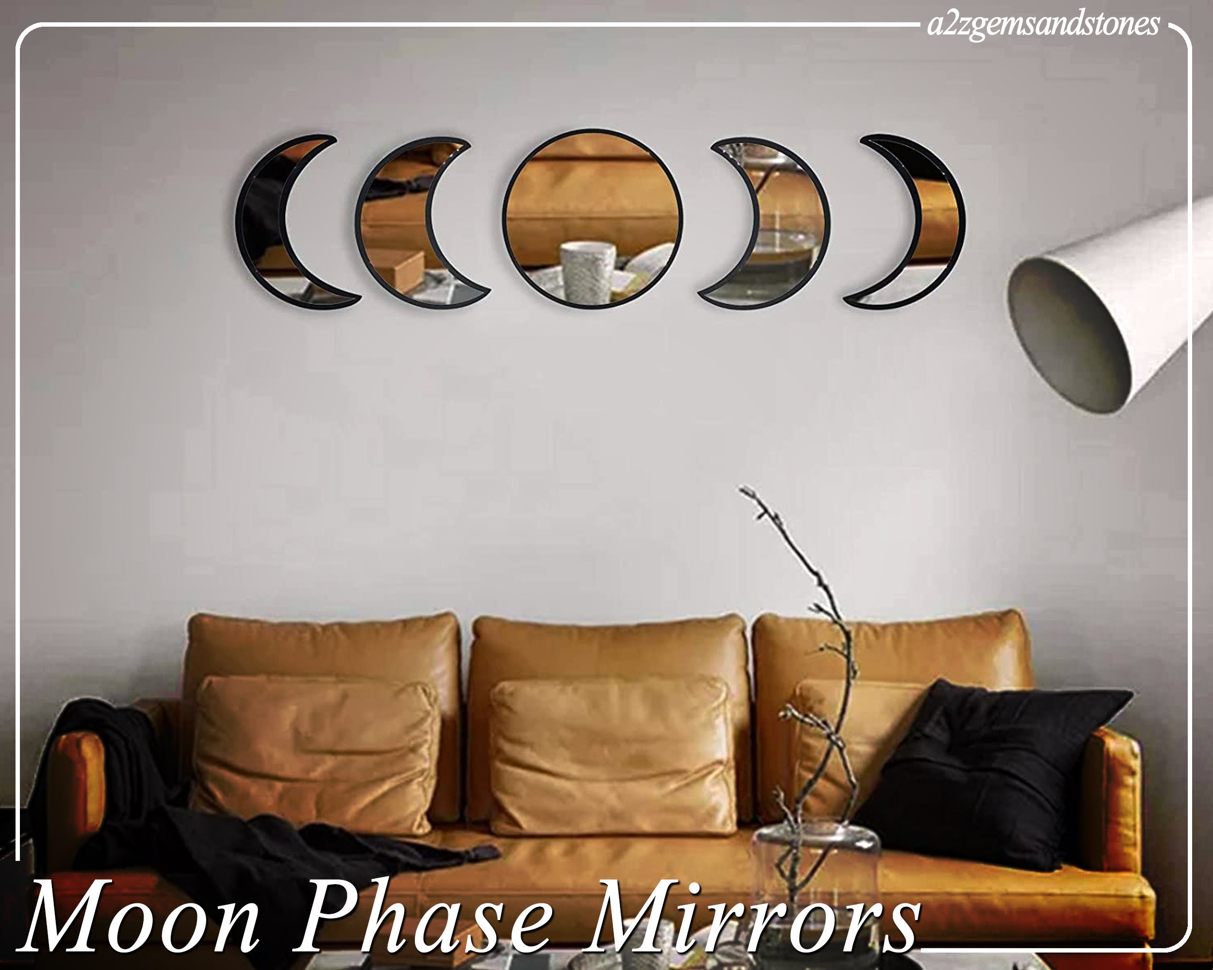 Moon Mirror Interior Design Hanging Wall Moon Phase Mirror Set Etsy