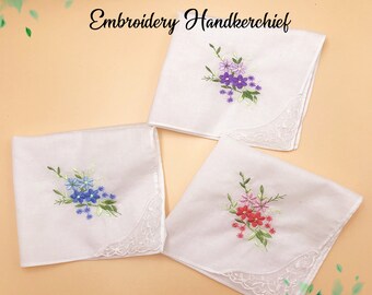 Bridal Embroidery Handkerchief Personalized Handkerchiefs Custom Handkerchief Your Design Handkerchiefs Bridesmaid Handkerchiefs Groomsmen