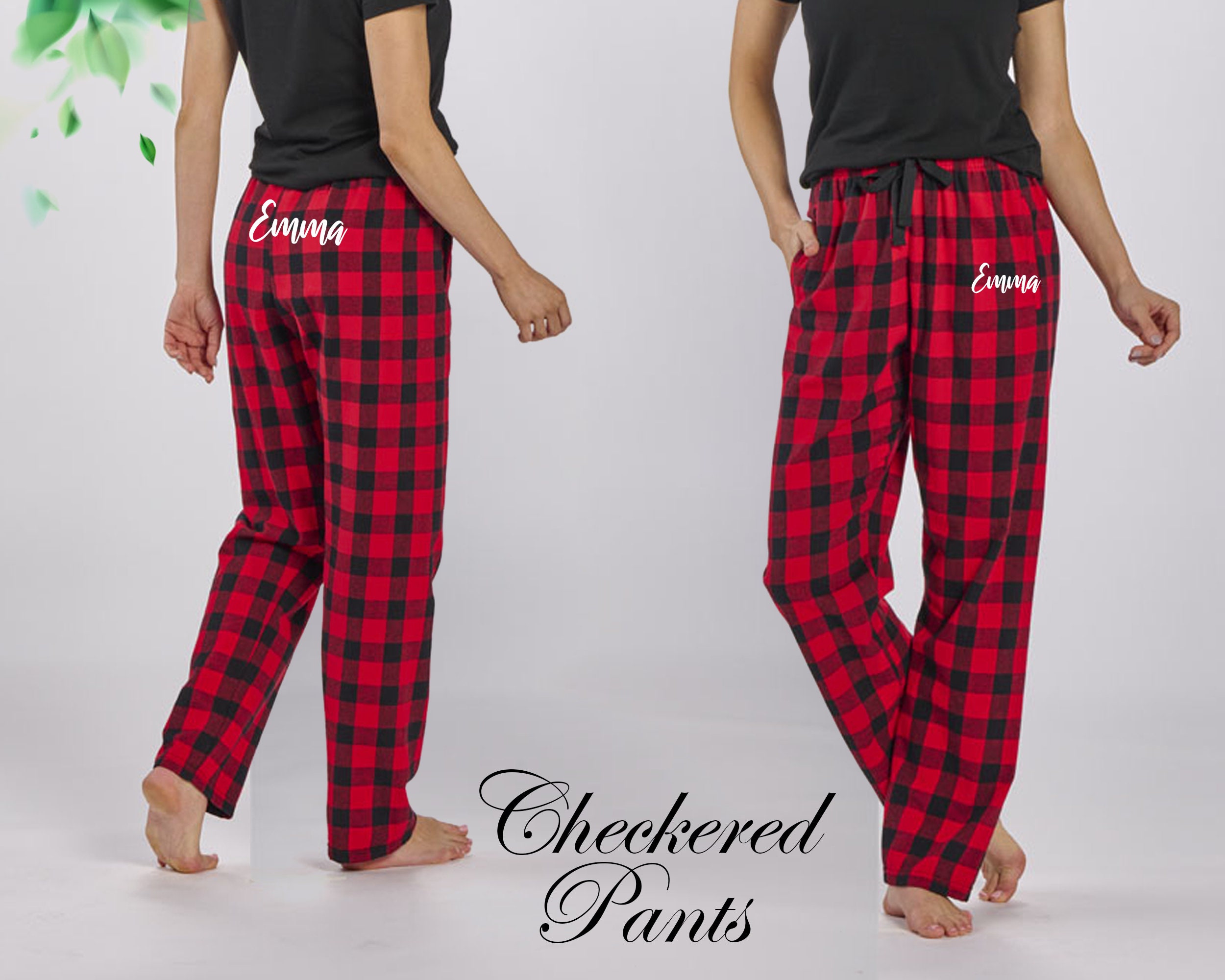 Buffalo Plaid Check Scotland Pink Lightweight Pajama Pants For