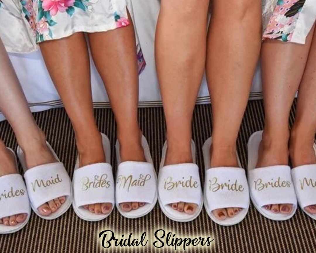 Custom Bridesmaid Slippers Personalized Spa Slippers House Etsy