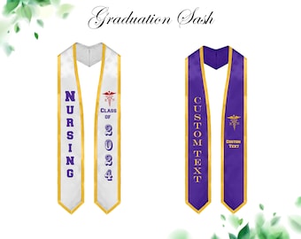 Custom Class of 2024 Sash Personalized Graduation Sash Custom Graduation Stole Customized Sash College Sash Custom Border Sash Grad Stole