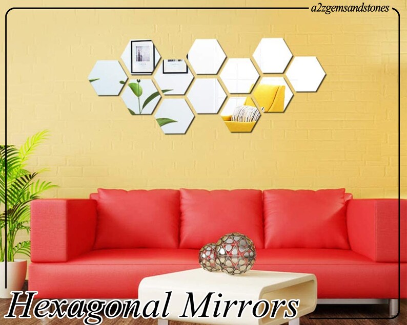 Hexagonal Mirror Set Wall Decor Mirrors Hexagon Acrylic Mirror Etsy
