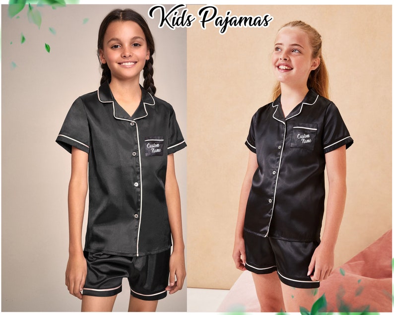Personalized Kids Pajama Set Bridesmaid Pyjamas Customized Pyjamas Custom Pjs Bridal Pyjamas Night Ware Pajamas Gift For Her Wedding Gift image 1