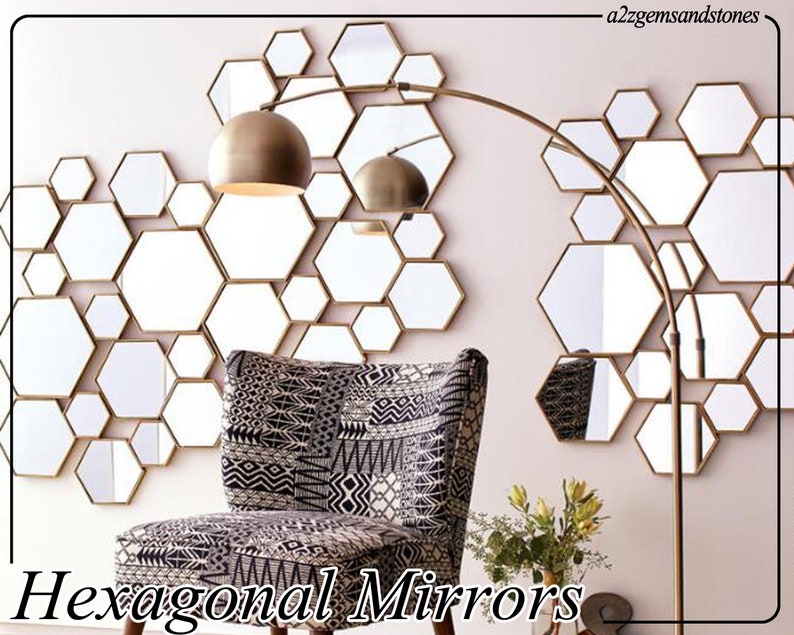 Hexagonal Mirror Set Wall Decor Mirrors Hexagon Acrylic Mirror Etsy