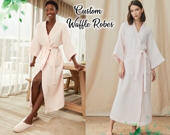 Personalized Waffle Robe, Custom Women's Waffle Robe, Monogrammed Bridal Robe, Bridesmaid Robe, Bridesmaid Gift, Christmas Gift for Her