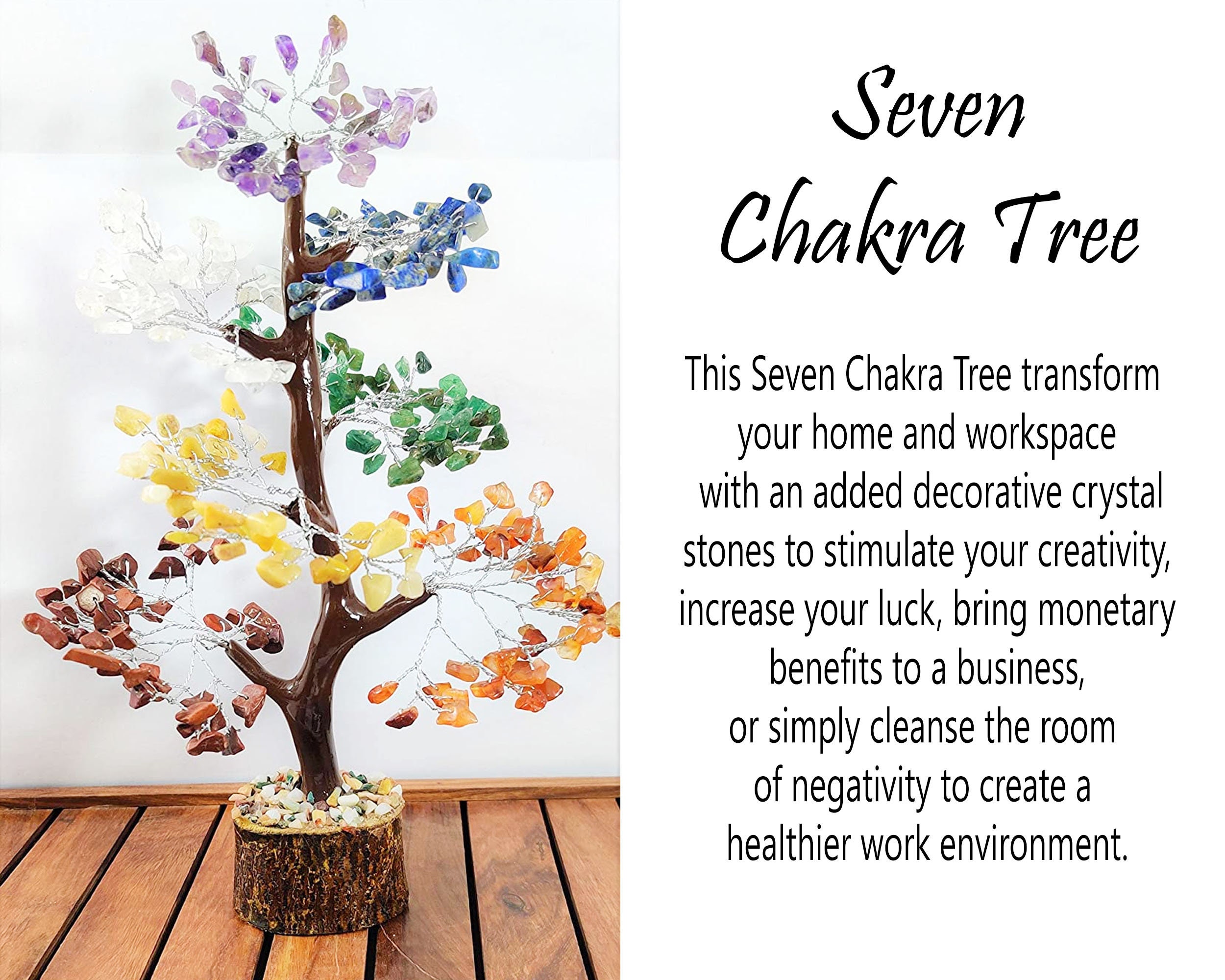 7 Chakra Crystal Healing Trees Feng Shui Bonsai for Reiki | Etsy