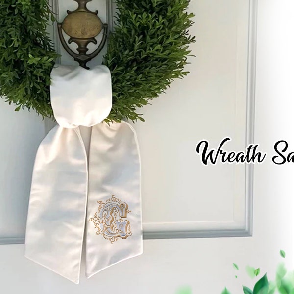 WHITE Wreath Sash - Wreath Door Hanger - Blanks for Embroidery - Home Deco - Easter Wreath Sash - Christmas Wreath Sash - Custom Wreath Sash