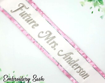 Customize Sash Bridesmaid Sash Custom Bridal Lace Sash Custom Border Sash Personalized Embroidery Lace Sash Custom Lace Sash Lace Sash Gifts