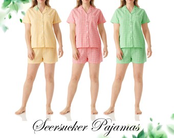 Personalized Pajamas Seersucker pajama set Customize Pajama Set Custom Seersucker Pajamas Set Bridesmaid Pajama Seersucker Pajama Set