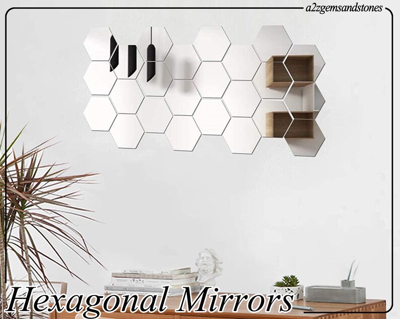 Hexagonal Mirror Set Wall Decor Mirrors Hexagon Acrylic Mirror Etsy