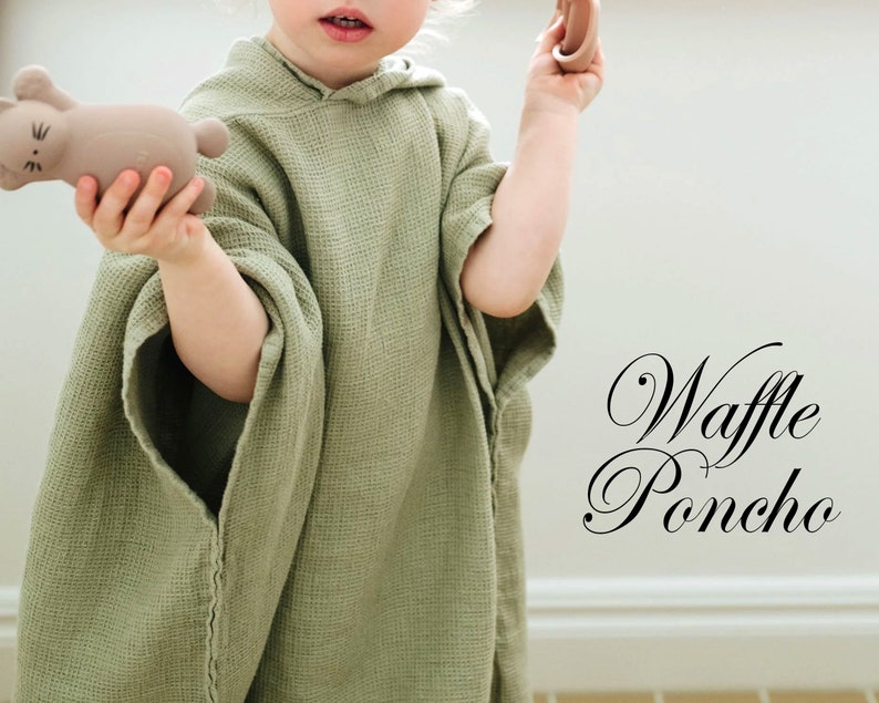 Waffle Towel Beach Poncho Personalized Waffle Poncho for Kids Kids Beach Poncho Monogrammed Beach Hoodie Beach Coverup for Children image 2