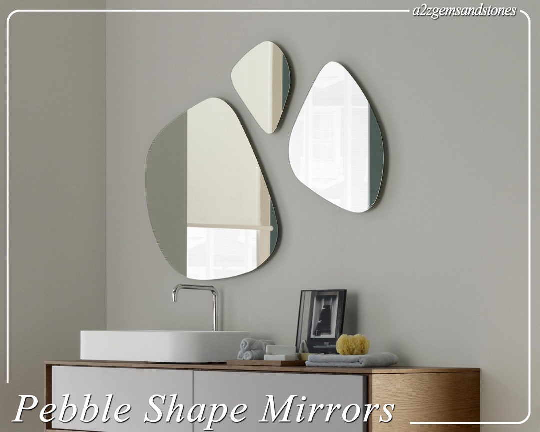 Pebble Mirror Set Asymmetrical Mirror Aesthetic Design Asymmetric