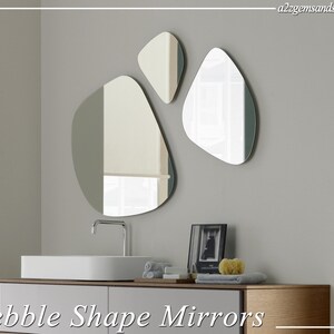 Pebble Mirror Set - Asymmetrical Mirror Aesthetic Design Asymmetric Mirror - Irregular Mirror - Pebble Acrylic Mirrors - Wall Decor Mirrors