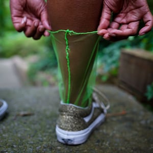 Neon Green Tulle socks, sheer socks, socks, mesh socks, transparent socks, superfine tulle socks, socks with seam