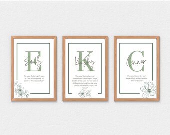 Signification du nom personnalisée imprimée - Cadeau personnalisé pour baby shower (impression numérique)