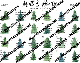 Calendrier de l'Avent personnalisé pour couples de Noël (numérique)