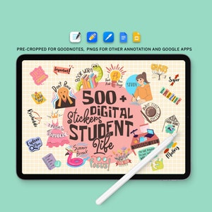 Student Life Sticker Pack, 500+ png Digital Planner Stickers, Pre-Cropped Goodnotes iPad and Android Stickers, Notability Journal Stickers