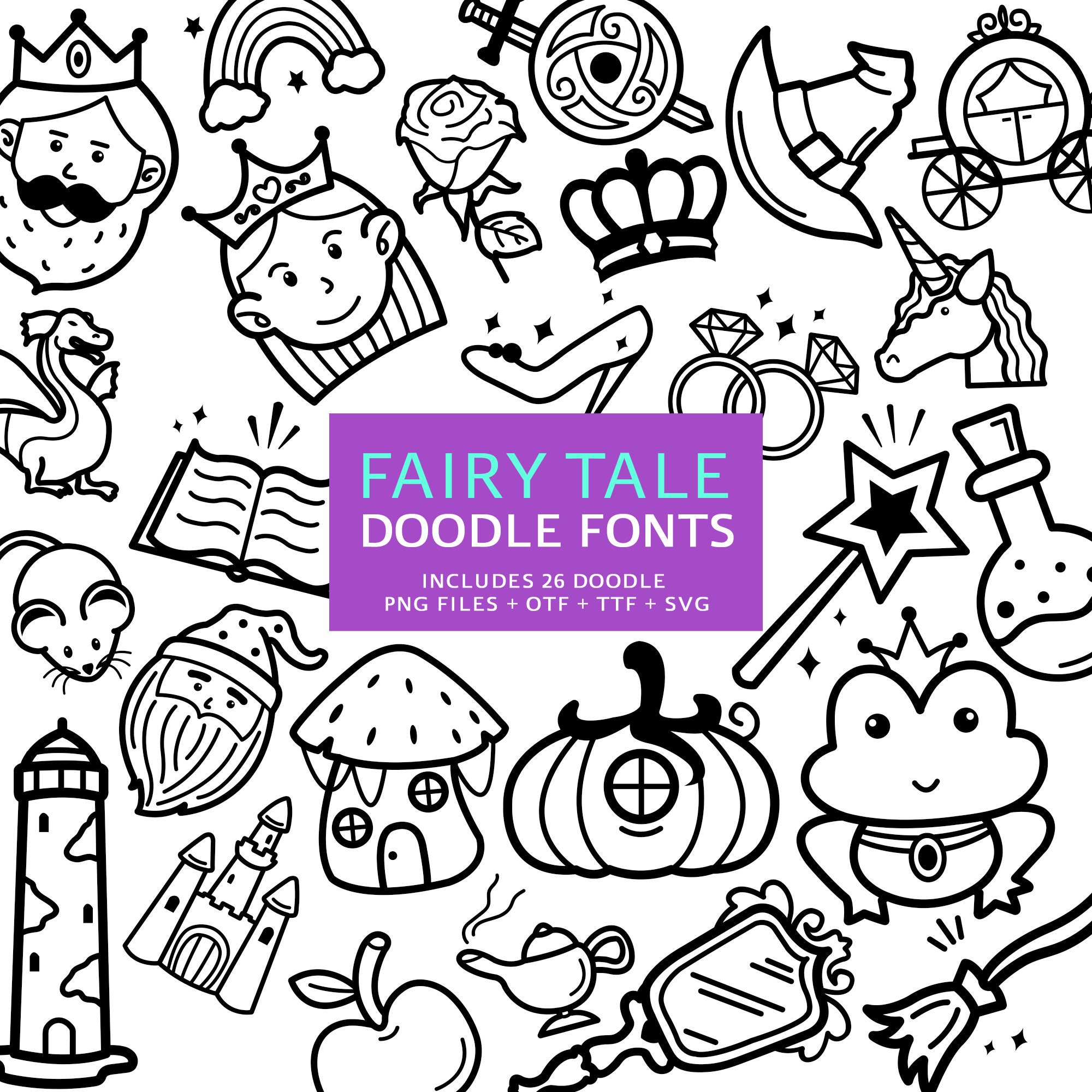 Fairy Tale Doodle Fonts Instant File Otf Ttf Font Download - Etsy