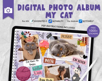 My Cat Digital Photo Album: Scrapbook Journal with Stickers (PDF)