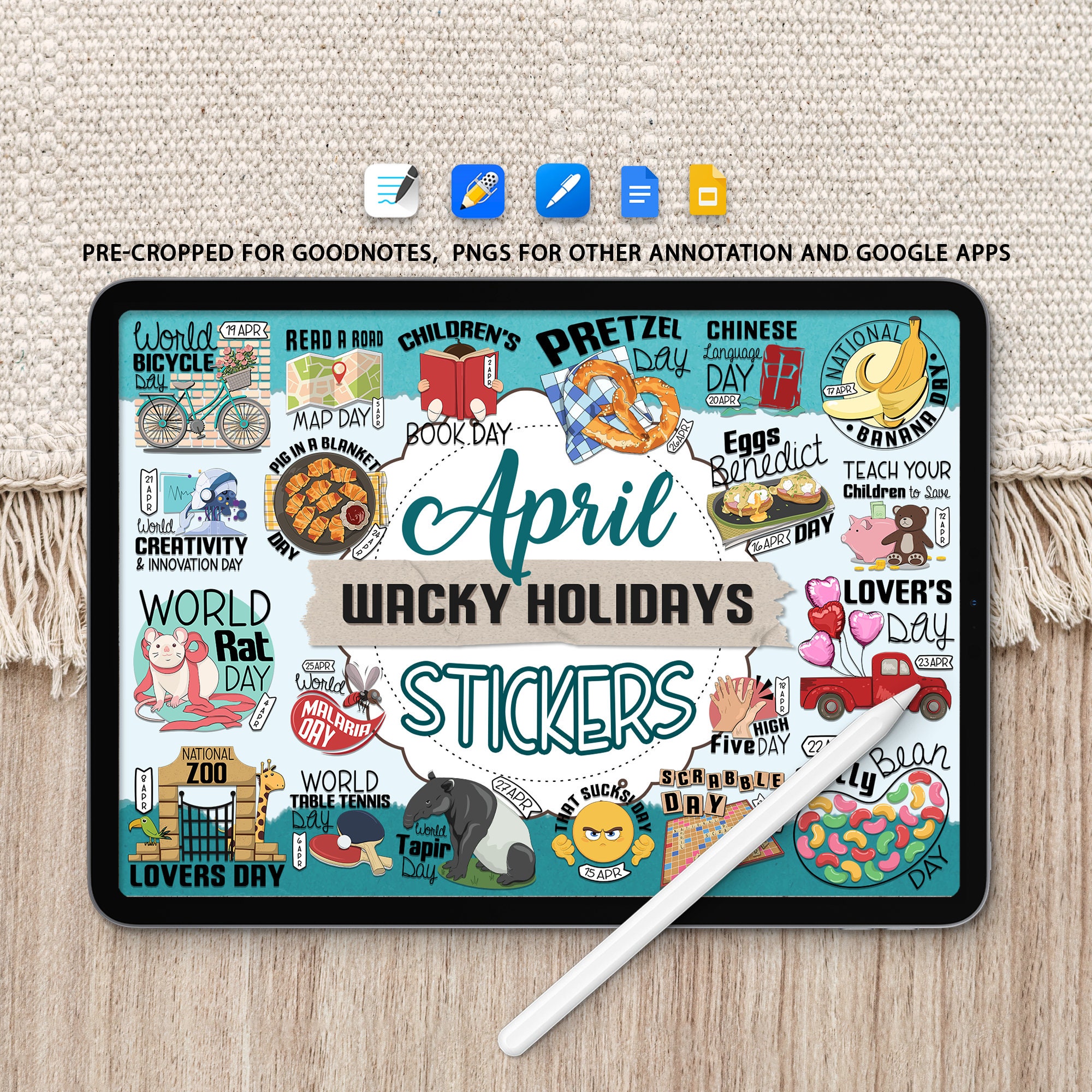 April Wacky Holidays Sticker, 25+ Png Funny Awareness Digital Planner ...