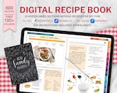 Digital Recipe Book, Digital Food Diary, Customized Blank Notebook Journal, Goodnotes Android iPad Meal Planner Cookbook, Hyperlinked Tabs