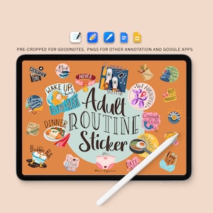 Paquete de pegatinas de rutina para adultos, más de 500 pegatinas divertidas de oficinistas para planificadores digitales, pegatinas precortadas de Goodnotes Notability para iPad y Android.