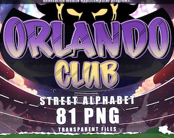 Orlando Club Graffiti Font: Street Alphabet PNG Clipart (Digital Download)