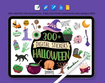 Halloween Digital Sticker Pack, 300+ png Digital Planner Stickers, Pre-Cropped Goodnotes iPad Android Sticker, Notability Journal Stickers