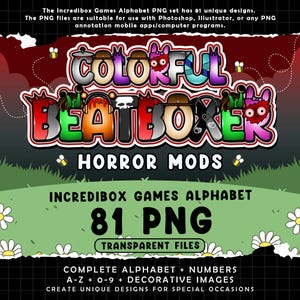 Bunte Beatboxer Horror Mods Spiele Schriftart, 81 transparente PNG Dateien, Gamer Birthday Schriftthema, Beats Gaming Clipart, digital heruntergeladen