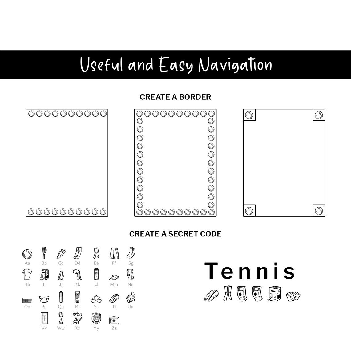 Tennis Doodle Fonts, Instant File Otf, Ttf Font Download, Racket Sports ...