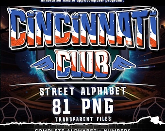 Cincinnati Club Graffiti Font: 81 PNG Clipart Files (Digital Download)