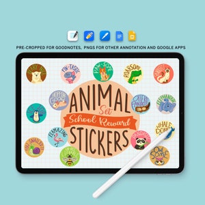 動物デジタルステッカー 15 png 学校のご褒美、デジタルプランナーステッカーセット、トリミング済み Goodnotes iPad Android ステッカー、ジャーナルステッカー