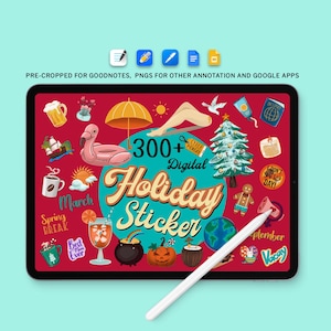 Paquete de pegatinas digitales navideñas, más de 300 pegatinas digitales PNG para planificadores, pegatinas precortadas de Goodnotes para iPad y Android, pegatinas para el diario Notability