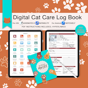 Cat Digital Planner, Cat Care Journal, All-in-One Pet Tracker, Digital Cat Sticker, Pet Health Organizer, Kitten Planner, Pet Care Checklist