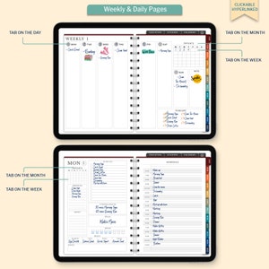 Retro Teacher Undated Digital Planner, Goodnotes Android iPad Lesson Planner, Daily Weekly Digital Journal, Notability Planner, Hyperlinked