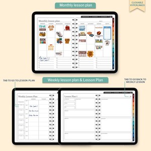 Retro Teacher Undated Digital Planner, Goodnotes Android iPad Lesson Planner, Daily Weekly Digital Journal, Notability Planner, Hyperlinked