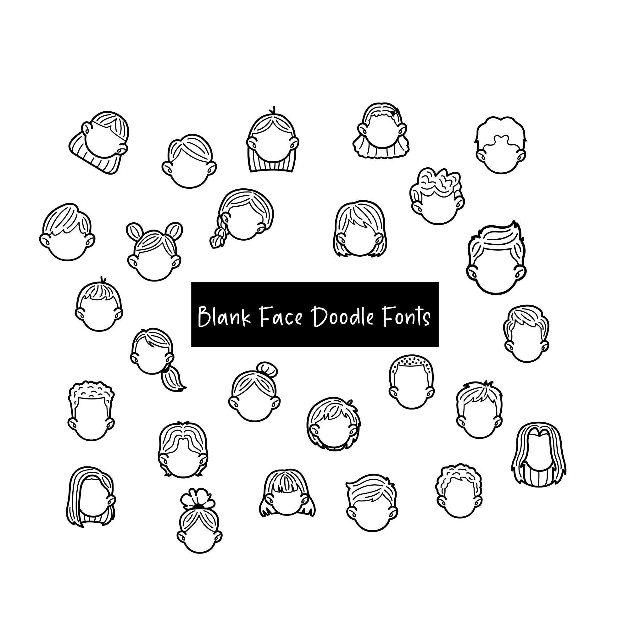 Blank Face Doodle Fonts, Instant File Otf, Ttf Font Download, Digital ...
