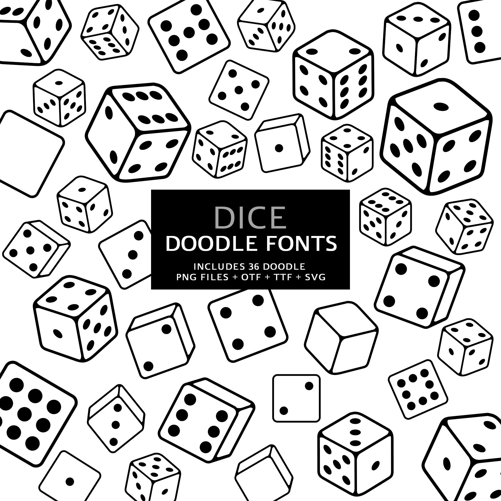 Dice Doodle Fonts, Instant File Otf, Ttf Font Download, Digital Font