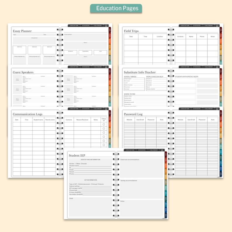 Retro Teacher Undated Digital Planner, Goodnotes Android iPad Lesson Planner, Daily Weekly Digital Journal, Notability Planner, Hyperlinked