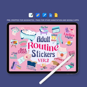 Sticker routine adulte Ver. 2, 300+ png autocollants d'agenda numérique drôles d'employé de bureau, autocollants Android Notability Goodnotes pré-recadrés pour iPad