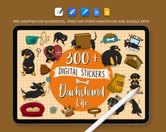 Dachshund Life Sticker, 300+ png Funny Dog, Cute Pet Lovers, Digital Planner Stickers, Pre-Cropped Goodnotes Notability iPad Android Sticker
