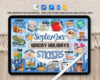 September Wacky Holidays Planner Stickers: Goodnotes, Notability (PNG)