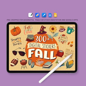 Fall Season Digital Sticker Pack, 300+ png Autumn Digital Planner Stickers, Pre-Cropped Goodnotes iPad and Android Sticker, Journal Stickers