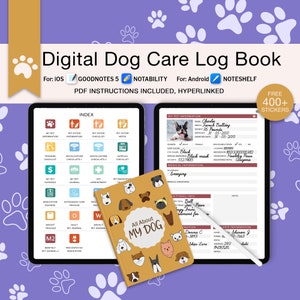 Digital Dog Planner, Dog Care Journal, All-in-One Pet Tracker, Digital Dog Stickers, Pet Health Organizer, Puppy Planner, Puppy Checklist