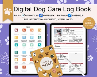Digital Dog Planner, Dog Care Journal, All-in-One Pet Tracker, Digital Dog Stickers, Pet Health Organizer, Puppy Planner, Puppy Checklist